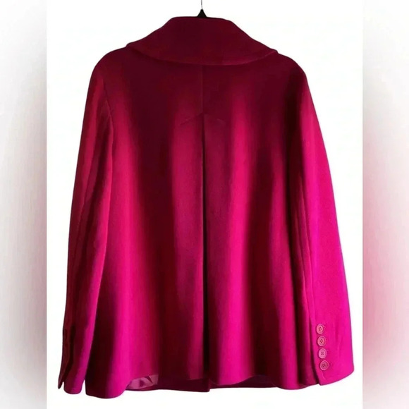 Talbots NWOT Fushia Pink Wool Blend Coat Mid Length Pockets Back Pleat Size 14 - Picture 6 of 14